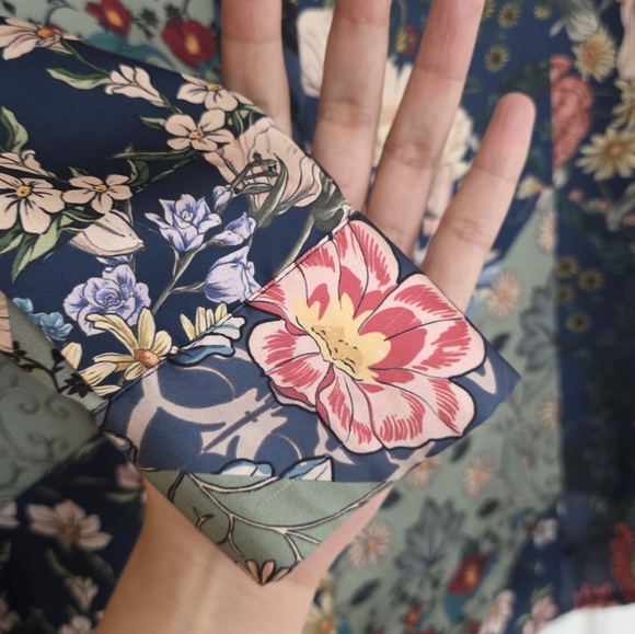 Zara satin multicolor floral patchwork button-up shirt - Picture 5 of 5